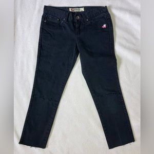 Glamour Kills black jeans capri ripped knees size 0 or 10/12 kids MAKE OFFER!